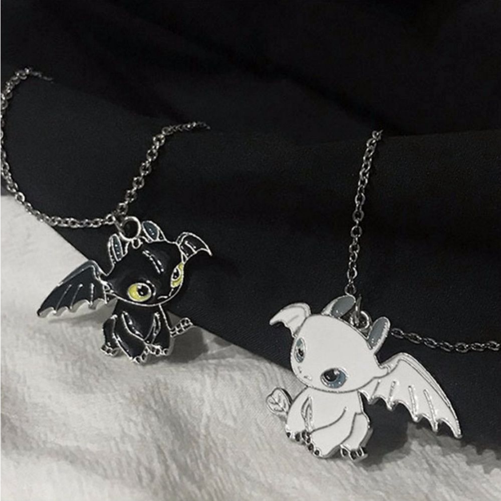 Kalung Liontin Kartun Anime How To Train Your Dragon Toothless Dragon Model Gantung Warna-Warni Untuk Pasangan