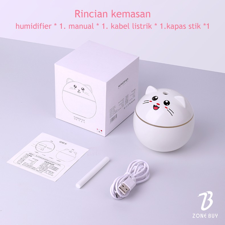 100% ORI - Kucing Humidifier 300ML Purifier Diffuser Portable Terapkan ke Essential oil