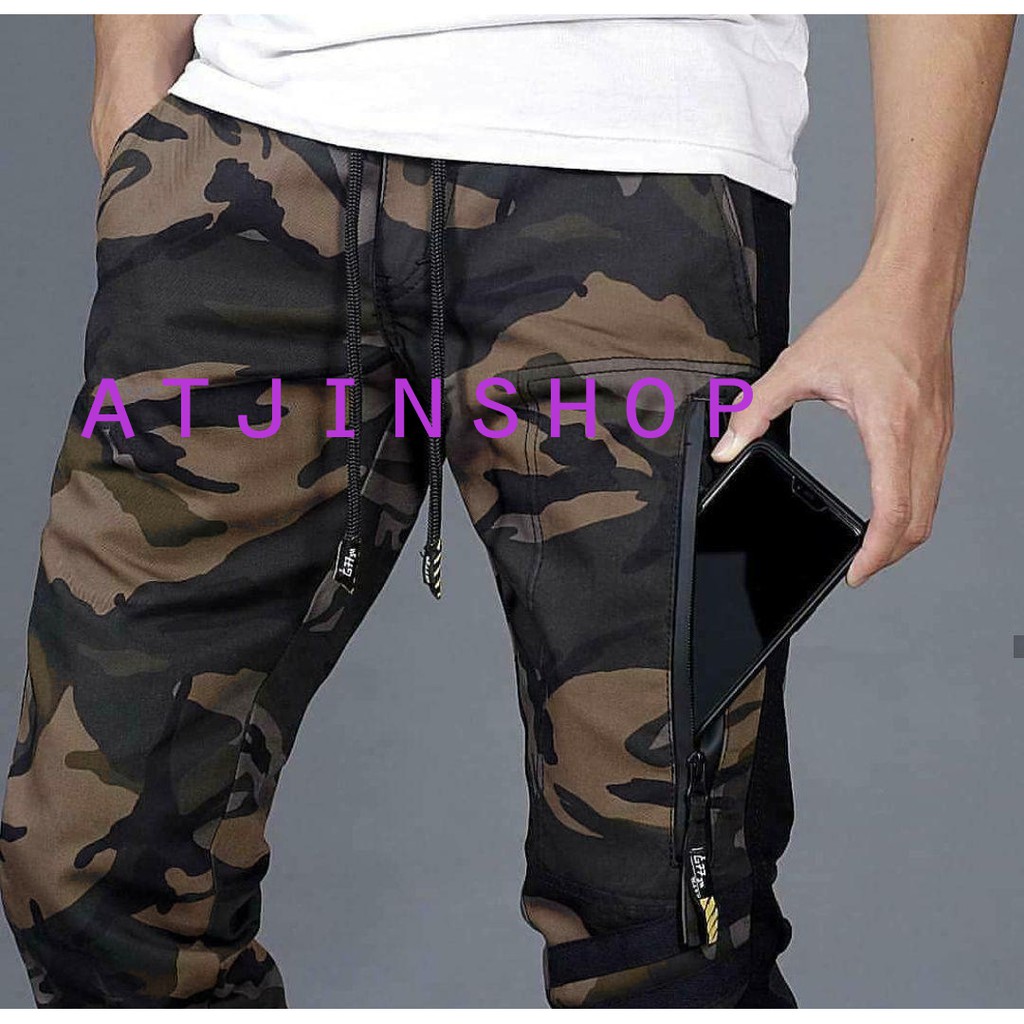 Atjin- Celana Panjang Jogger Pria Camo Tactical Army Commando Pria [ READY 4 corak army].