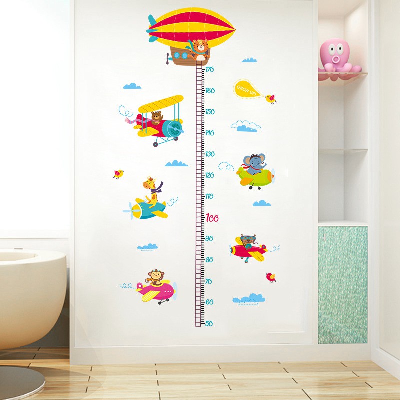 Reliza Wall Sticker Pengukur Tinggi Badan Balon Udara Helikopter Anak Grow Up Stiker Dinding LDR9315