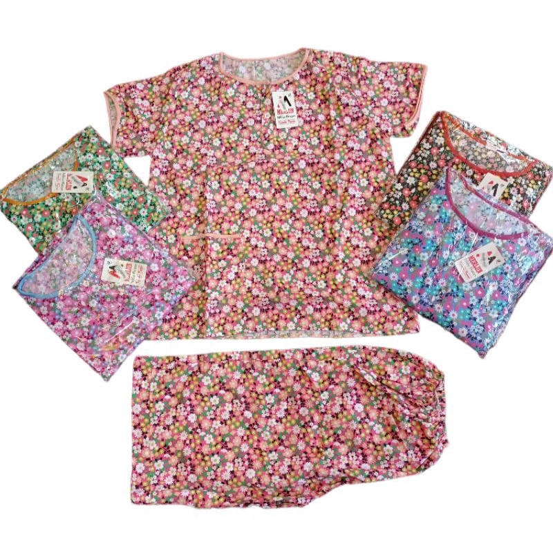 SIAKMP Piyama wanita, Baju tidur celana pendek motif bunga, Piyama katun wanita merlin Lengan pendek