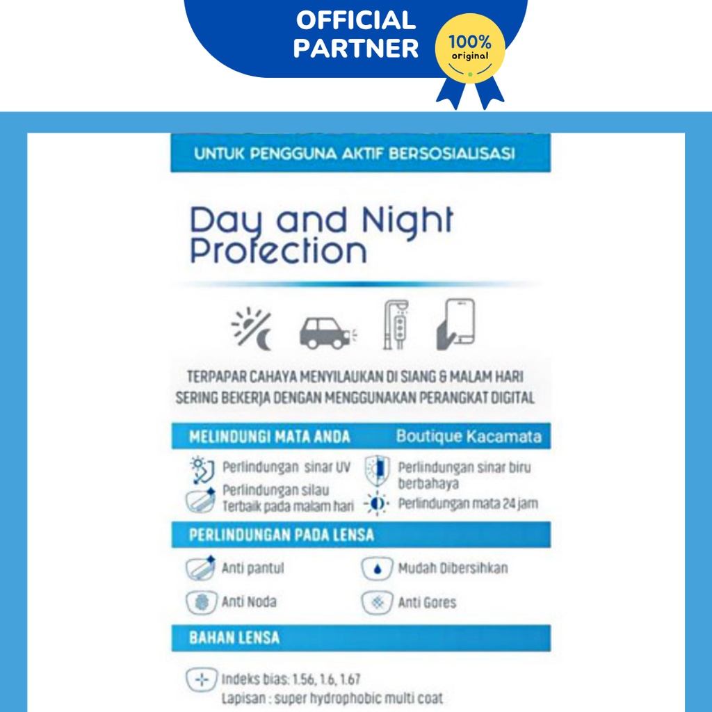 Lensa Kacamata Asp Essilor Elements Day and Night 1.67