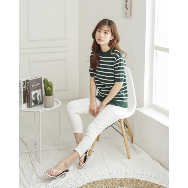 Emma Top Cotton Knit - Atasan Rajut Wanita Tangan Pendek - Korean Top Short Sleeve (301)