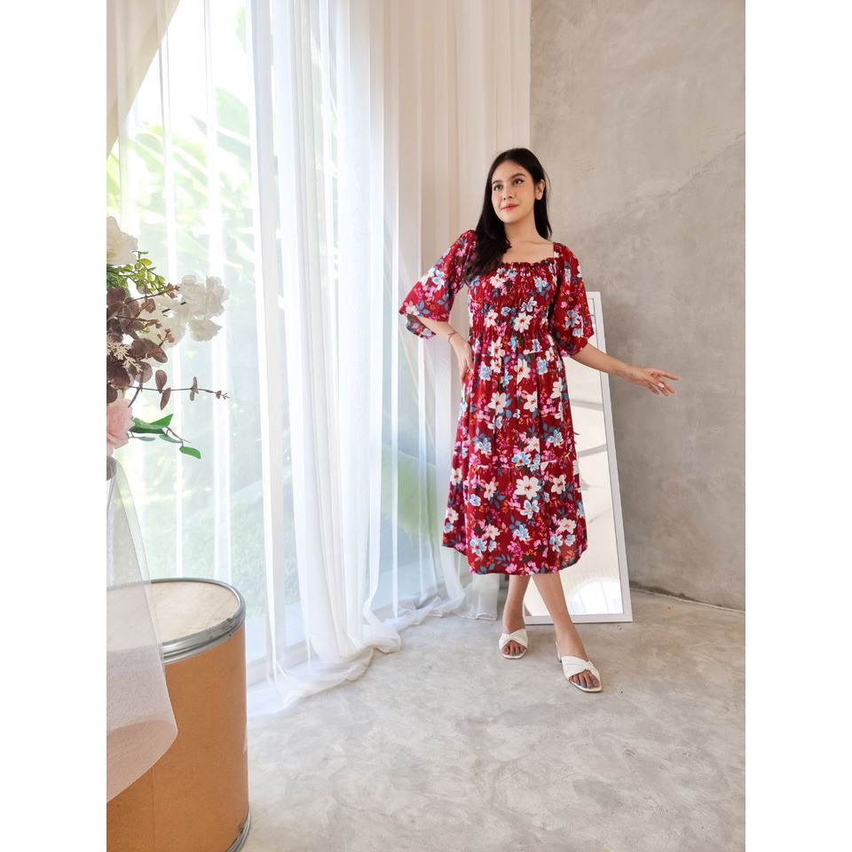 Dress Wanita Alexandra Panjang Daster Putri Bali [DPB] Alexandra Chicory Bisa COD