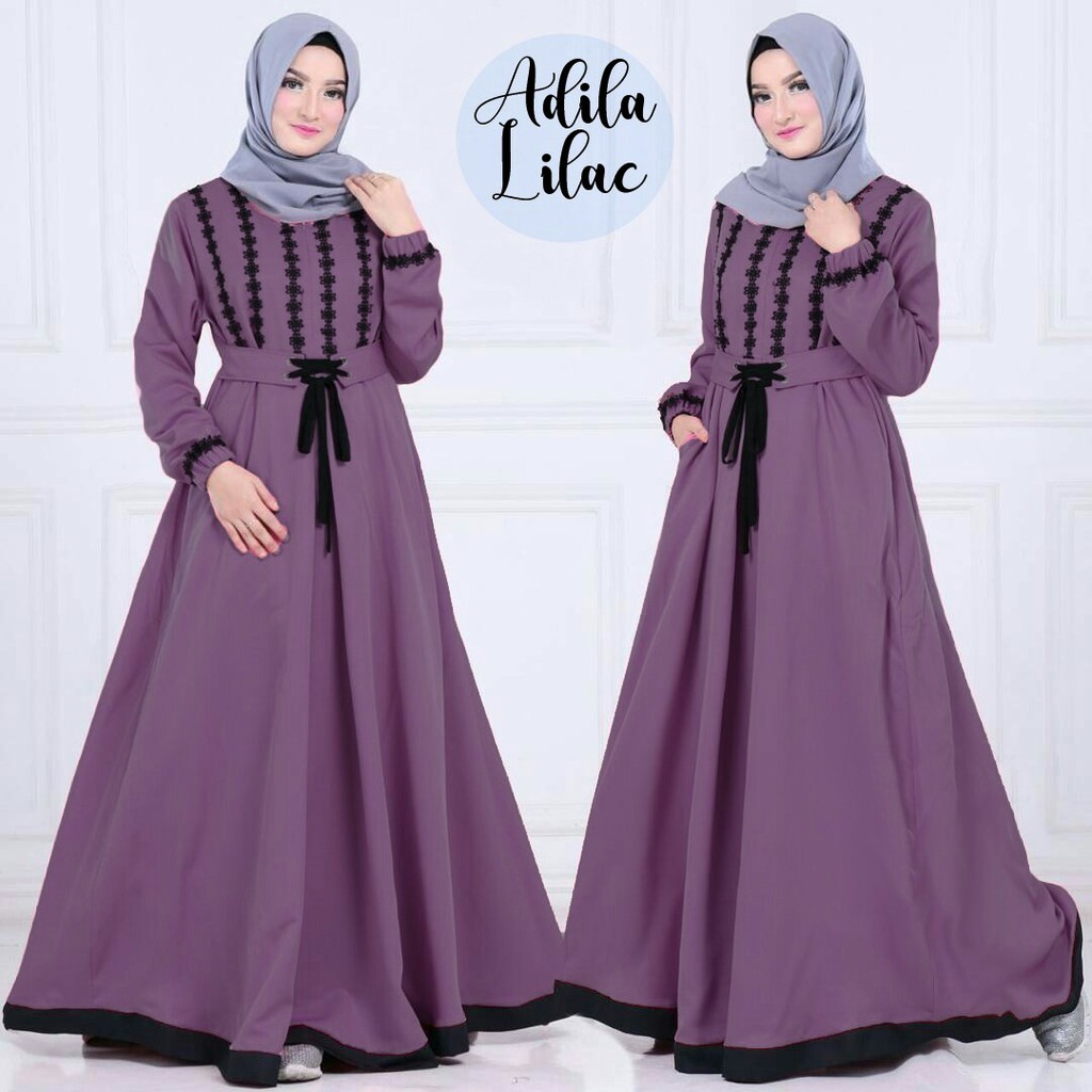 TERBARU / ADILLA MAXI LILAC / BEST SELLER / GAMIS MURAH / BUSANA MUSLIMAH / DRESS HIJAB
