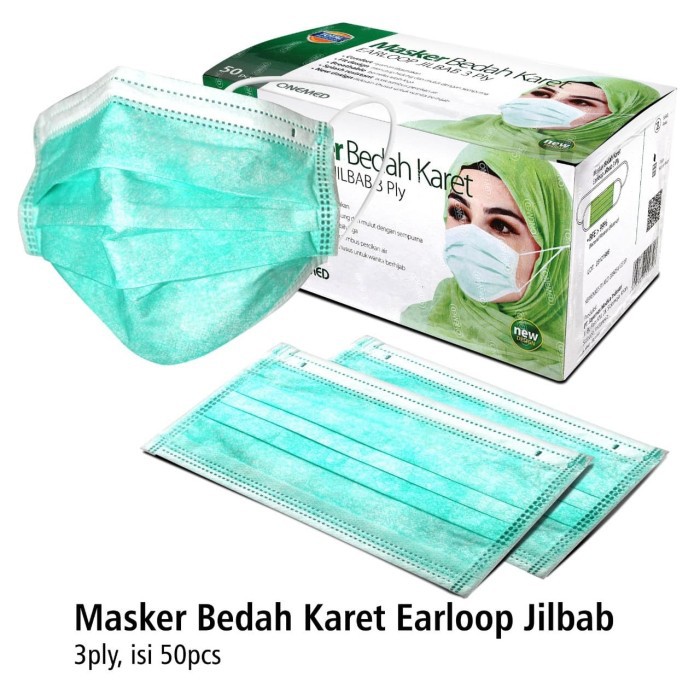 [New] Masker Jilbab Green OneMed box 50pcs