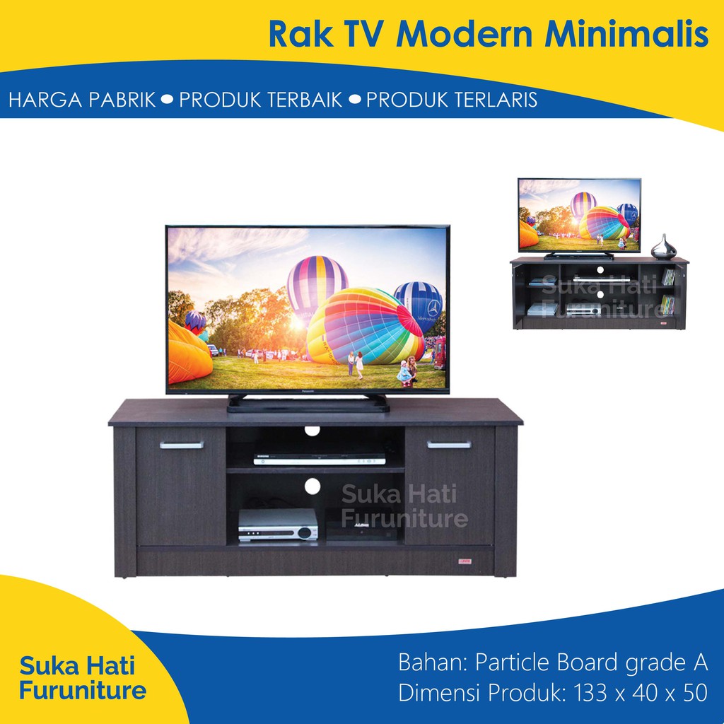 Meja TV / Rak TV Modern Minimalis Hitam Termurah Terbaik