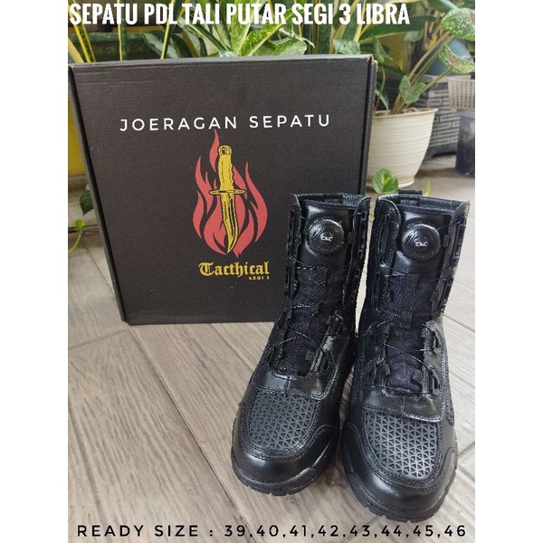 SEPATU PDL TNI POLRI TALI PUTAR TACTICAL LIBRA SEGI TIGA KULIT ASLI SEPATU PDL TACTICAL