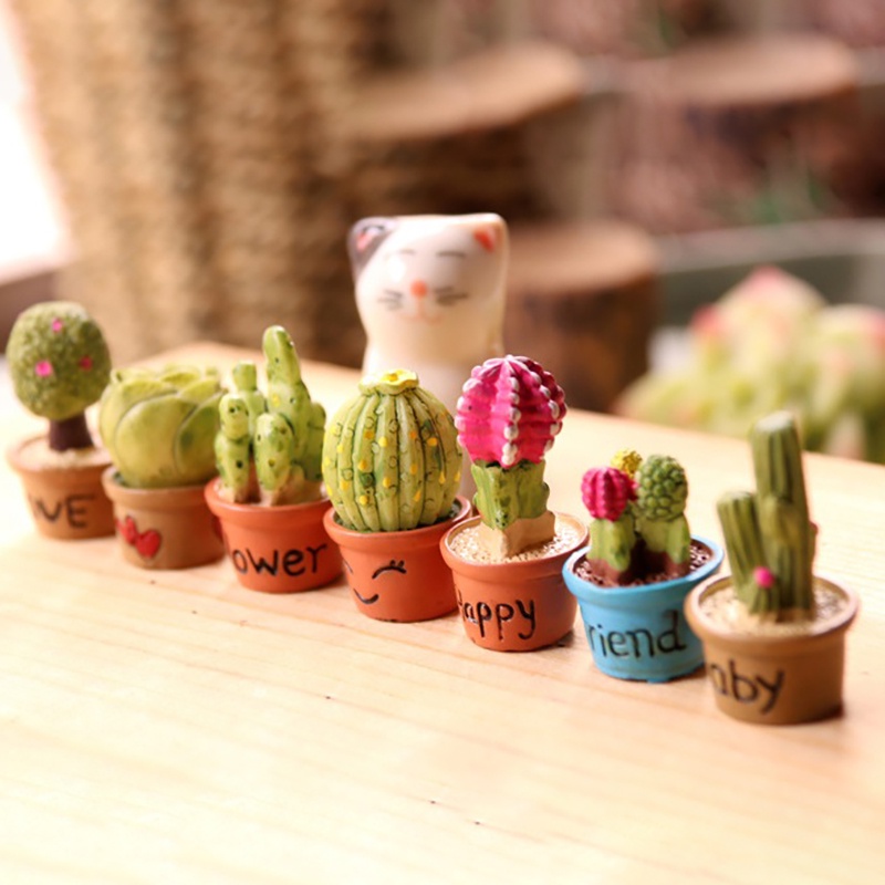 【beautifulhome12.id】5Pcs Miniature Succulent Plant In Pot For Dollhouse Furniture Decoration Home