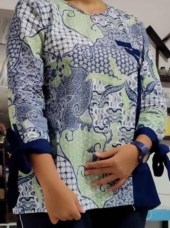 Tey-17 Batik Wanita Asj Sa Hrb026 Kenongo Kemeja Tosca Pendek