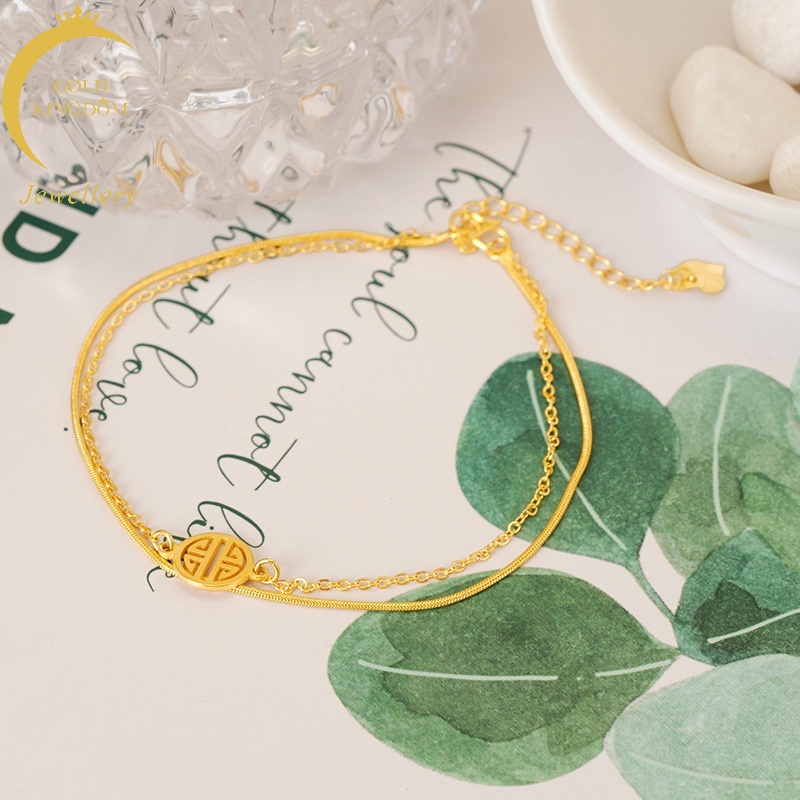 Gelang Kaki Lapis Emas Asli Kadar 375 Gaya Klasik Minimalis Untuk Wanita