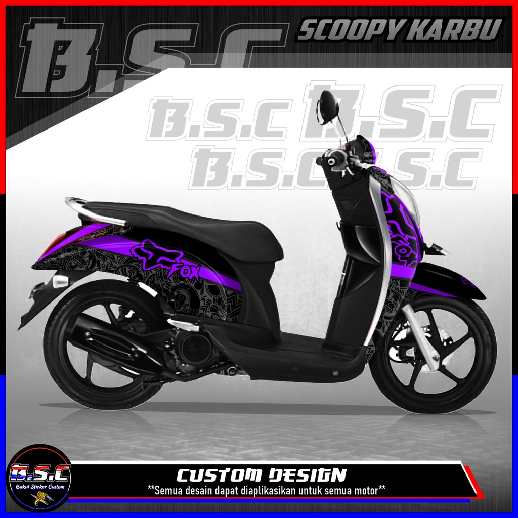 Jual Sticker Decal FULL BODY Scoopy Karbu Scoopy Old Motif Fox Doodle Purple Indonesia Shopee Indonesia