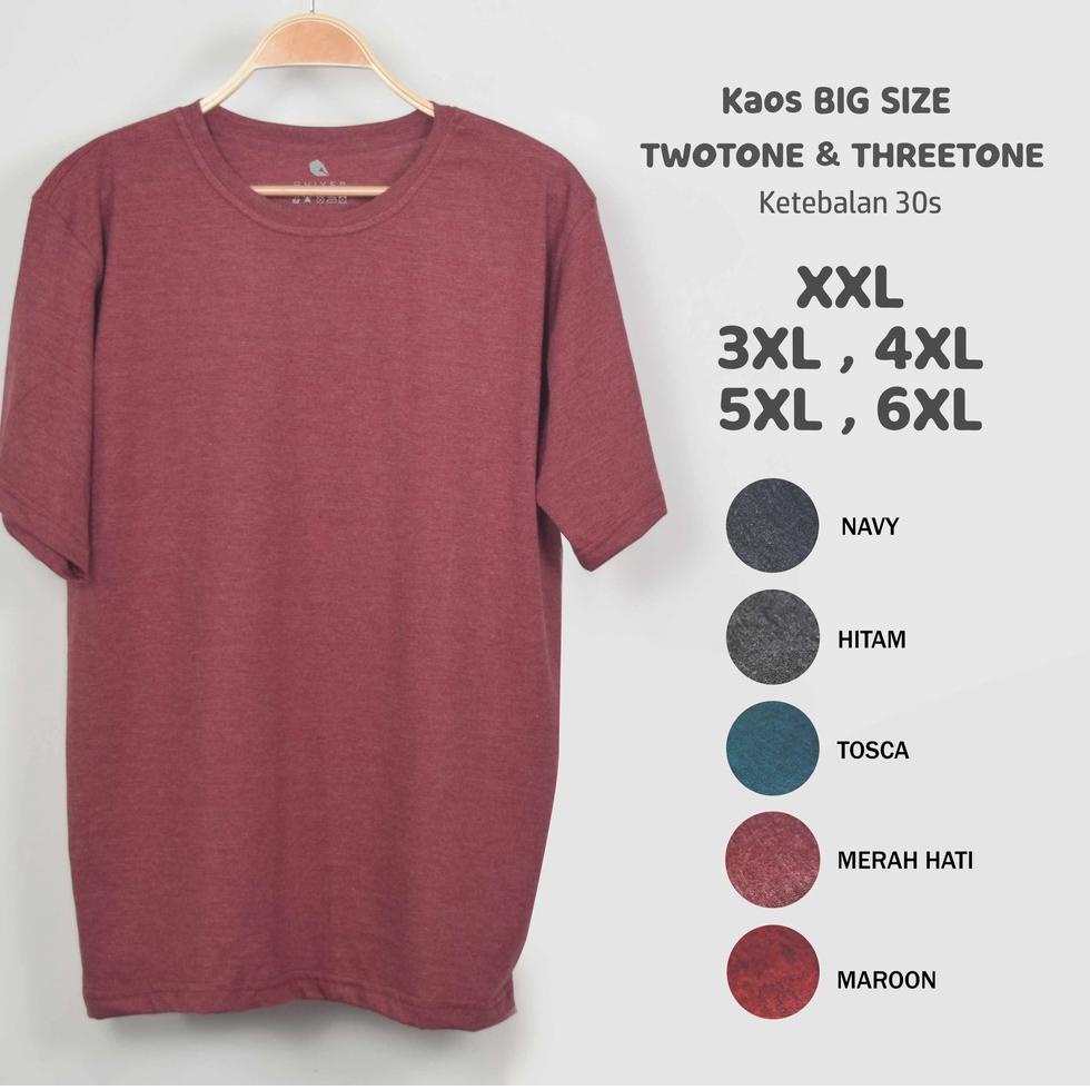 Kaos Pria Twotone & Threetone jumbo Big Size XXL 3XL 4XL 5XL 6XL Quiver {CHF.26Au22r}