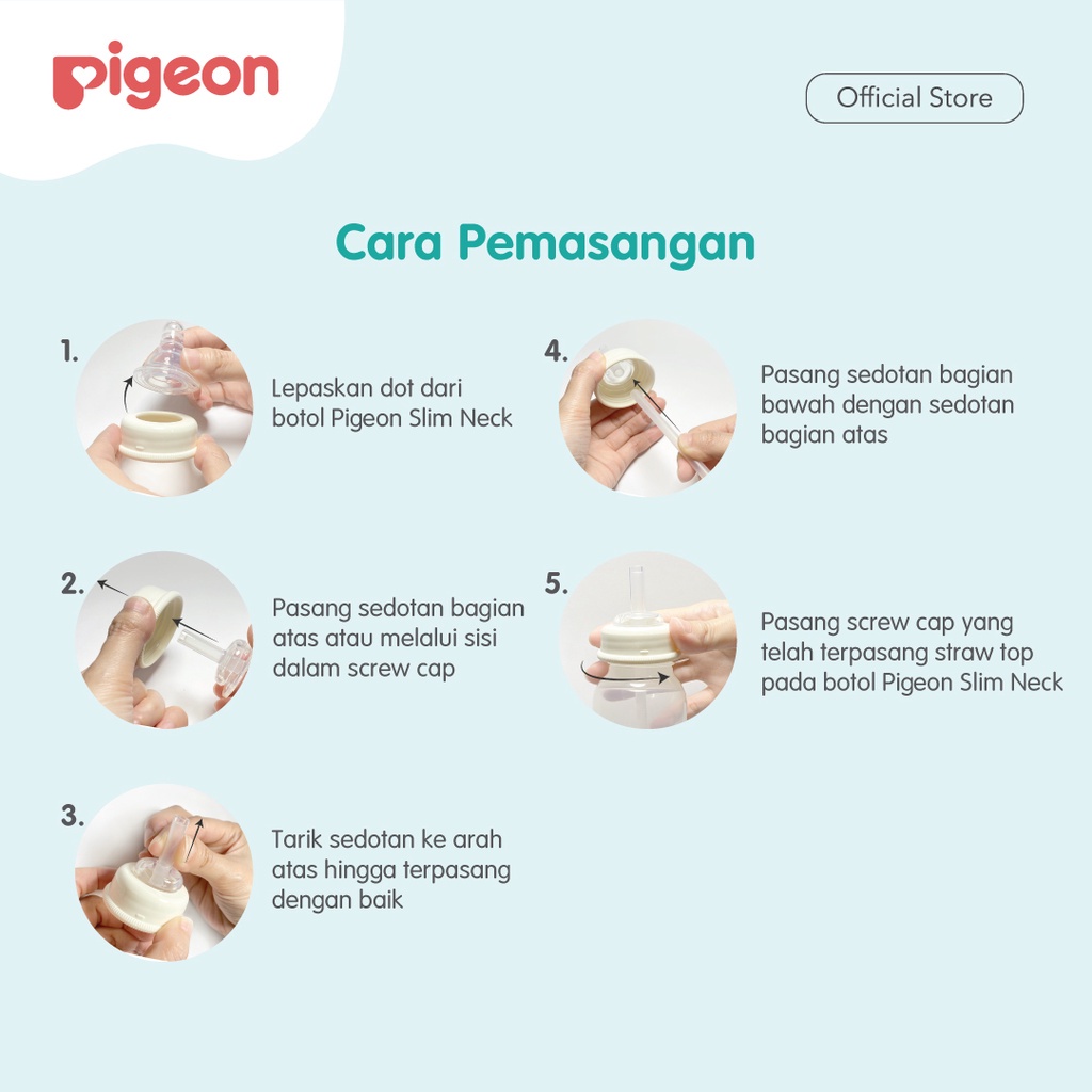 Pigeon Silicone Straw Top / Aksesoris Botol Minum Bayi 240ml dan 250ml - 8m+