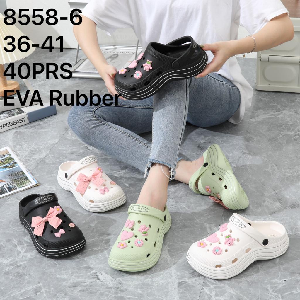 EVA Sandal Slop Tebal 5 Cm Baim CR0CS Wanita Bahan Karet Spons EVA Korean Super Ringan Empuk Elastis Non-Slip Sol Anti Air Candy Jibbitz Summer Sandals Import