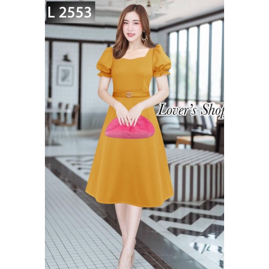 Vlovesjkt - Dress scuba terbaru|Dress kekinian|Dress wanita murah|Midi dress|Ootd kekinian_VL 2553-4