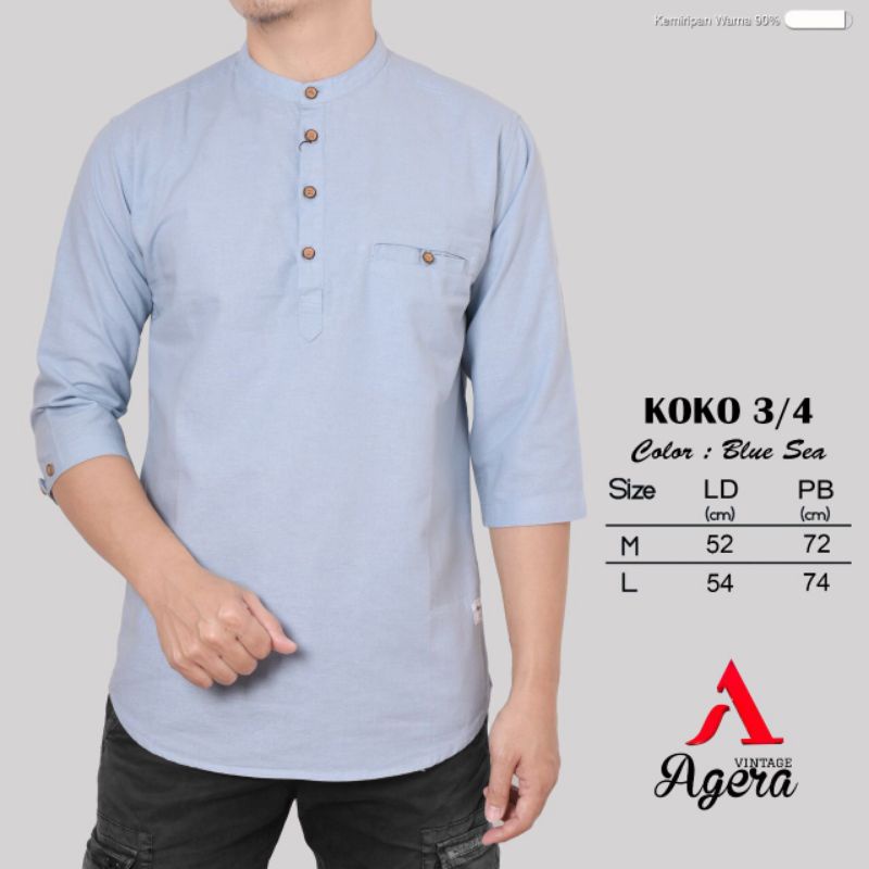 BAJU KURTA KEMEJA KOKO KEMKO  PRIA LENGAN 3/4 ORIGINAL TERBARU AGERA NEW SOFT COLOR