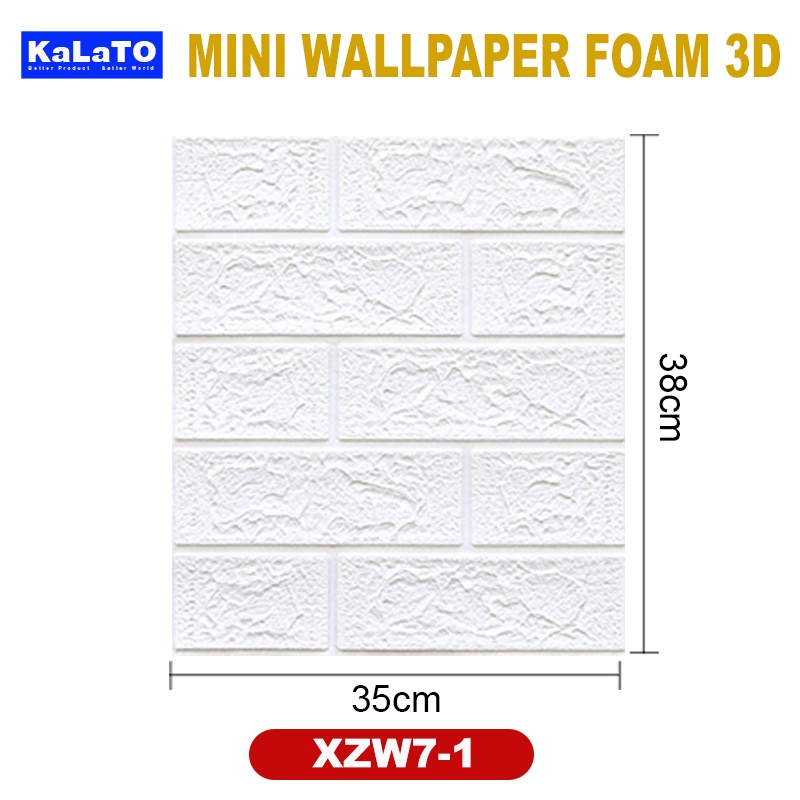 (KaLaTO) Wallpaper Dingding 3D Foam Motif Batu Bata 70 x 77 CM Dekorasi Dinding Kamar Murah Wallpaper 3D Foam-Putih 35x38cm