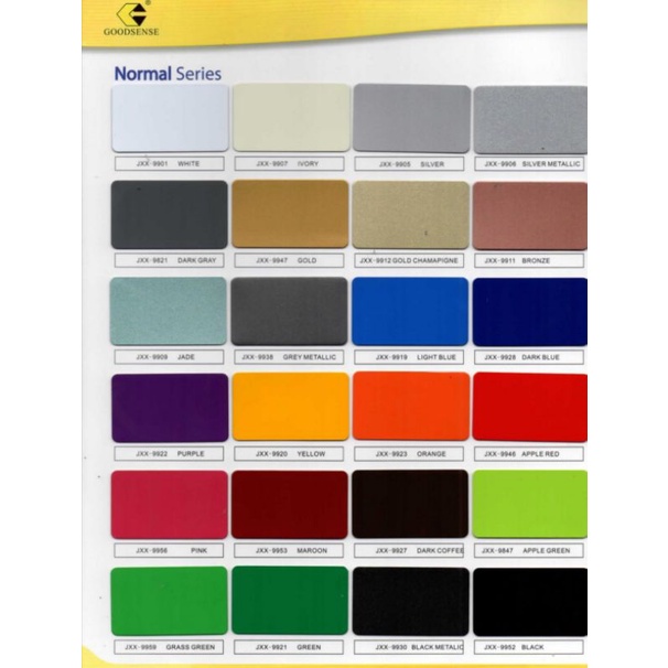 ACP merk Goodsense PVDF (Outdoor)dan PE(indoor)