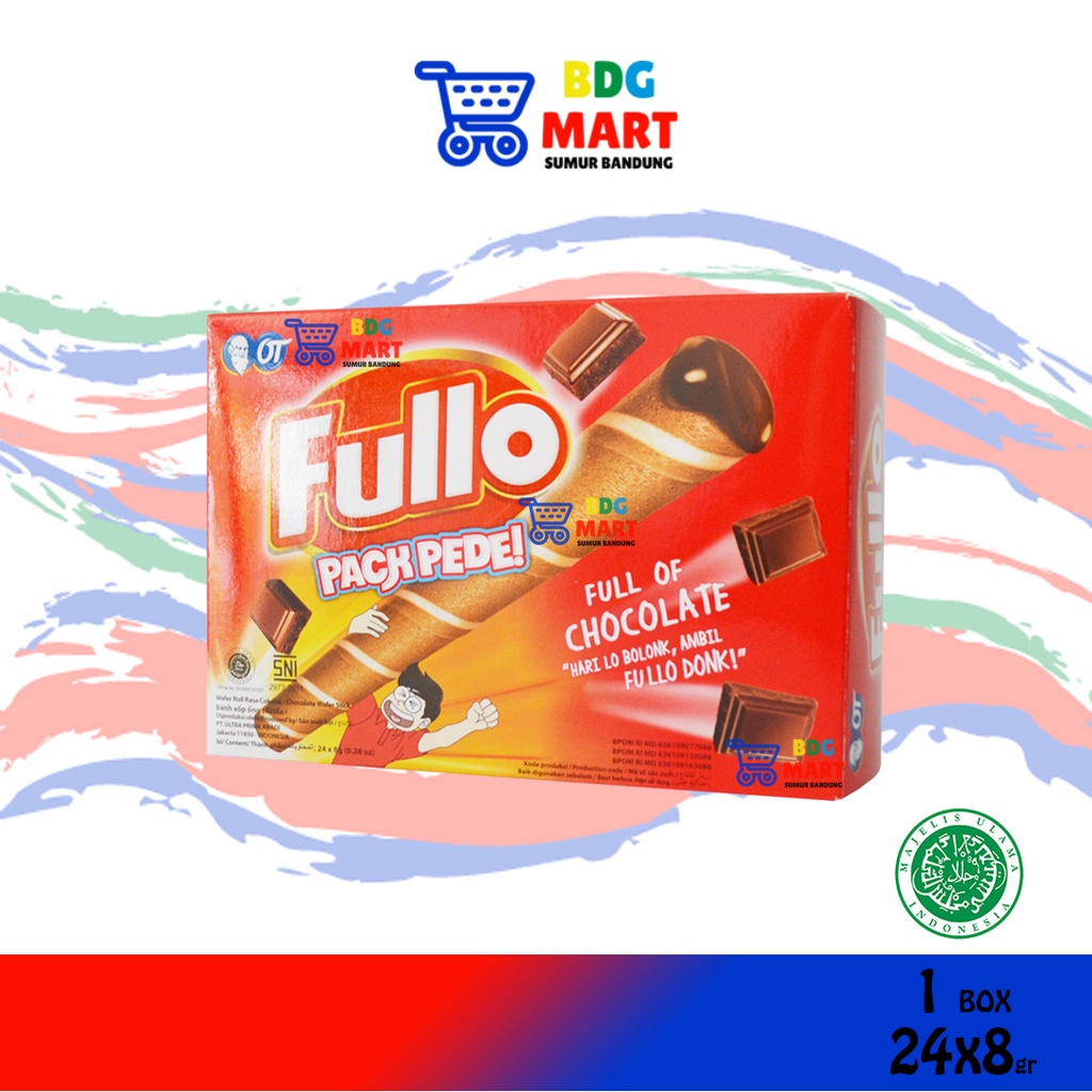 

Fullo Pack Full Chocolate Wafer Roll Rasa Coklat Halal MUI - 24 x 8gr