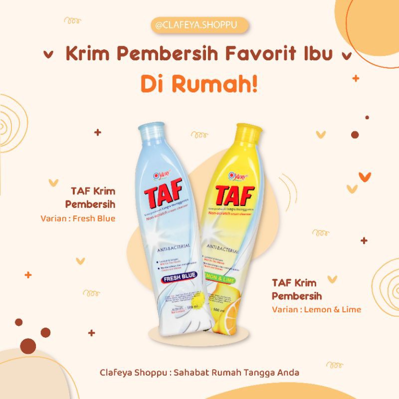 Yuri Taf Krim Pembersih Stainless Fresh Blue Botol & Lemon 500ml - Pembersih Stainless Antibacteri