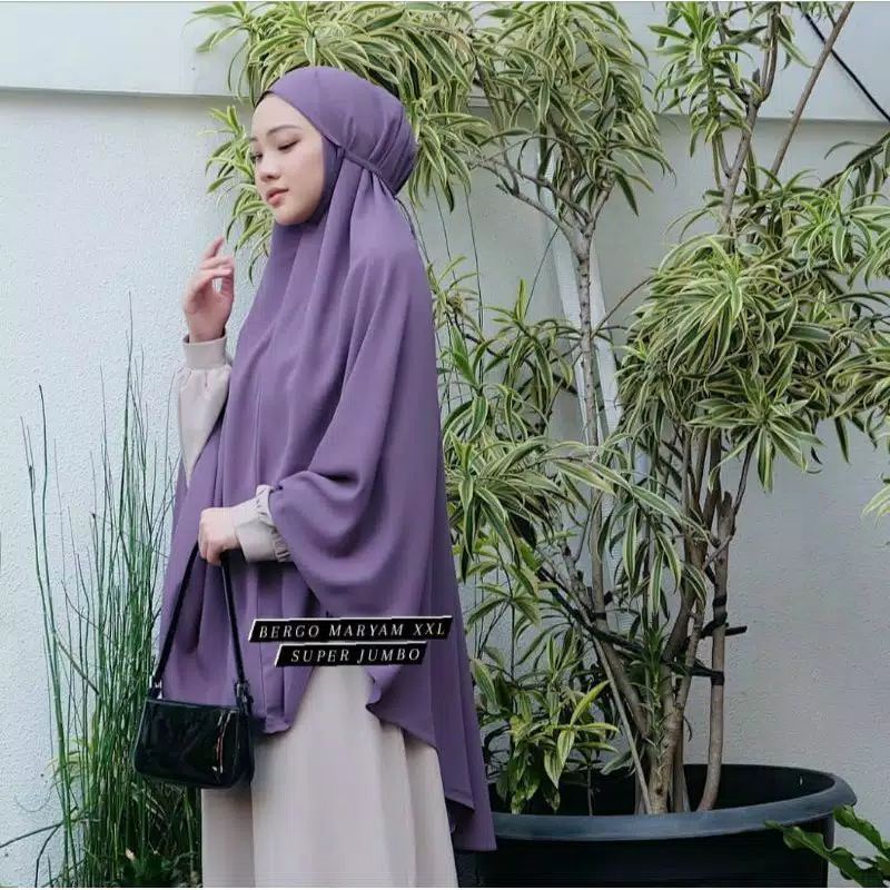 [ dm xxl] bergo mariyam double xxl mariyam jumbo hijab syar'i simpel nonpet terlaris bisa untuk mukena