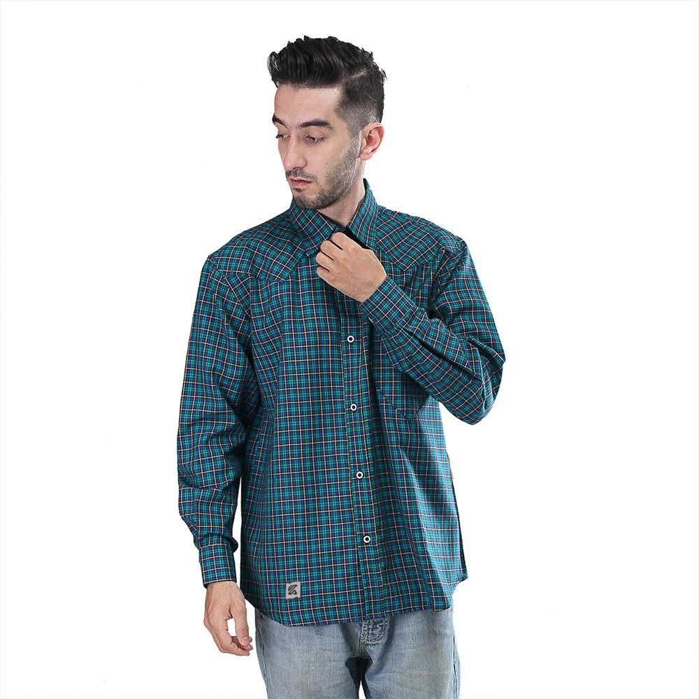 KEMEJA KASUAL PRIA LENGAN PANJANG BAJU HIJAU ORIGINAL 424