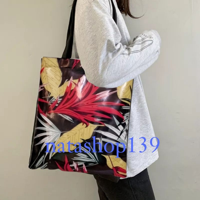 TOTE BAG Tas Jinjing Tas Bahu Motif Cantik Pakai Resleting Muat Laptop Tas Shopping Study Travel