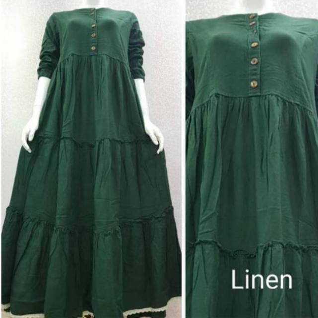 GAMIS MAYASARI LINEN IMPORT POLOS COMBINASI RENDA BAWAH