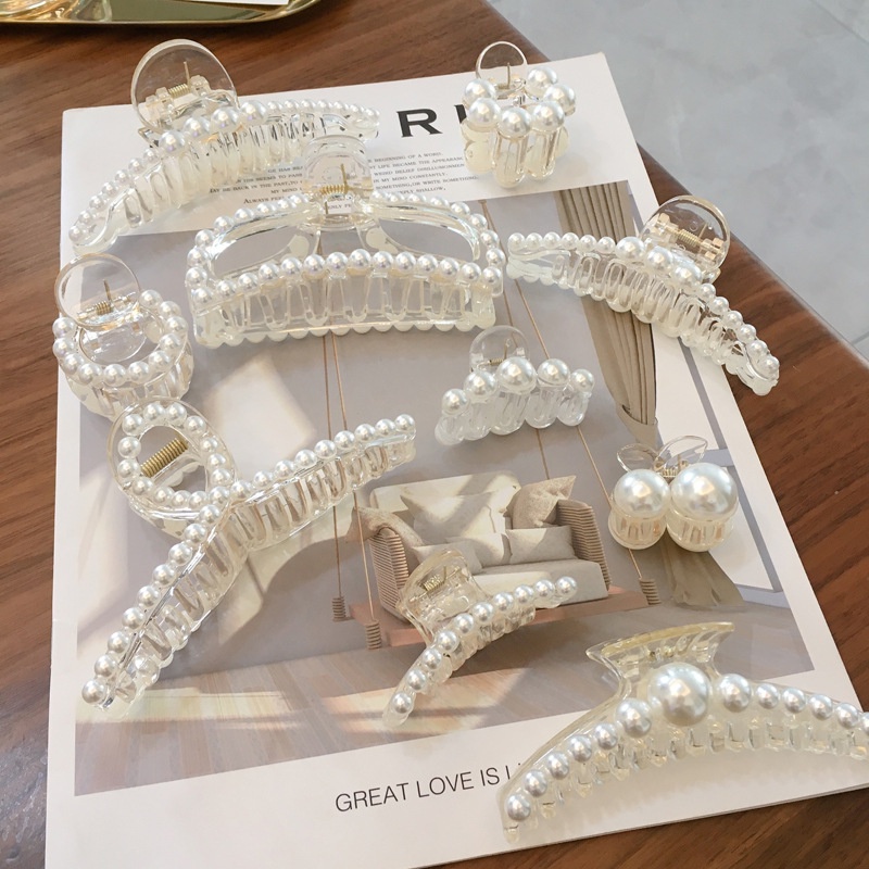 Korean Simple Style Fashion Durable Imitation Pearl Hair Claws Women Headdress