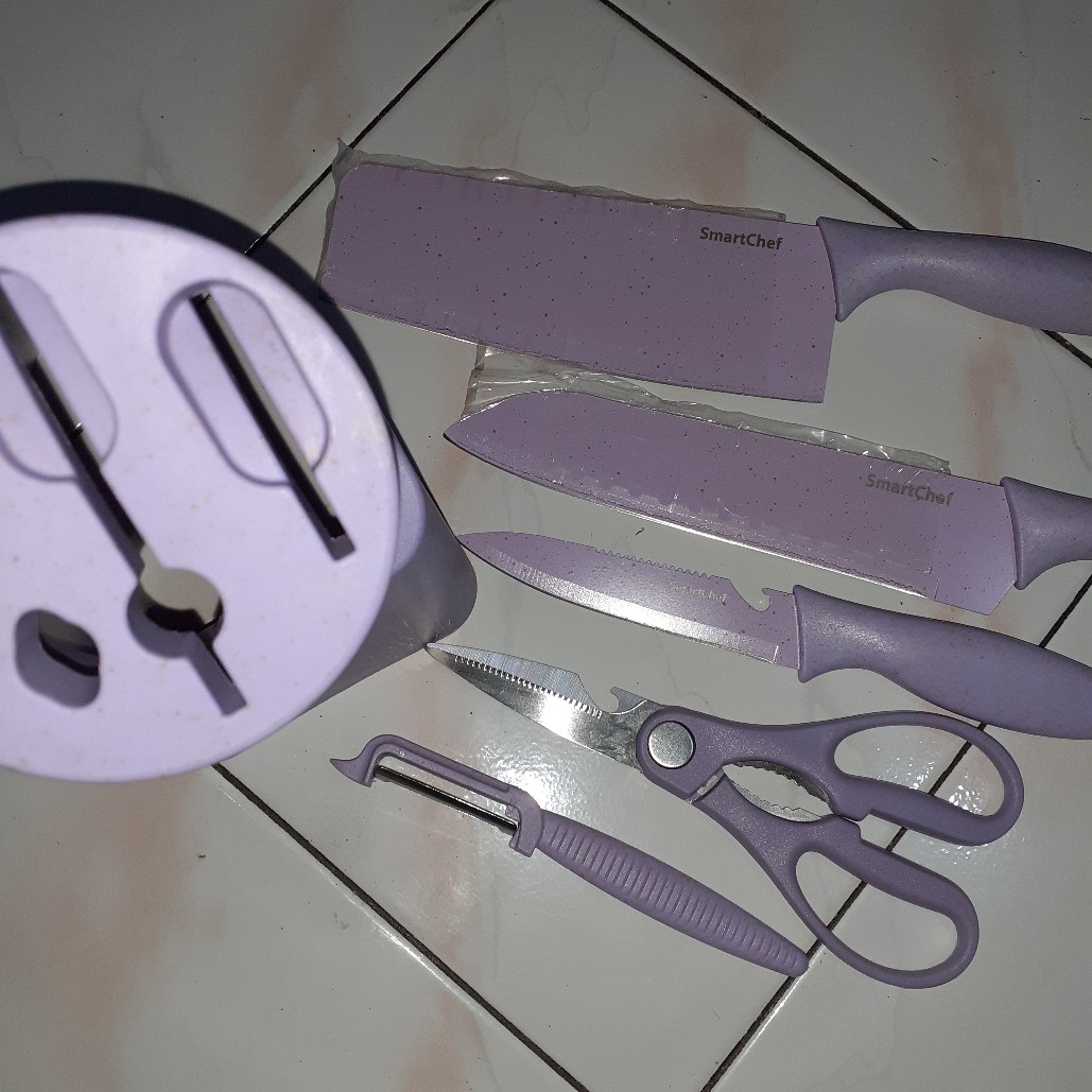 Set Pisau / Knife Set Fruit Bread Knife 6in1 Pisau Set Stainless Dilapis Anti Lengket