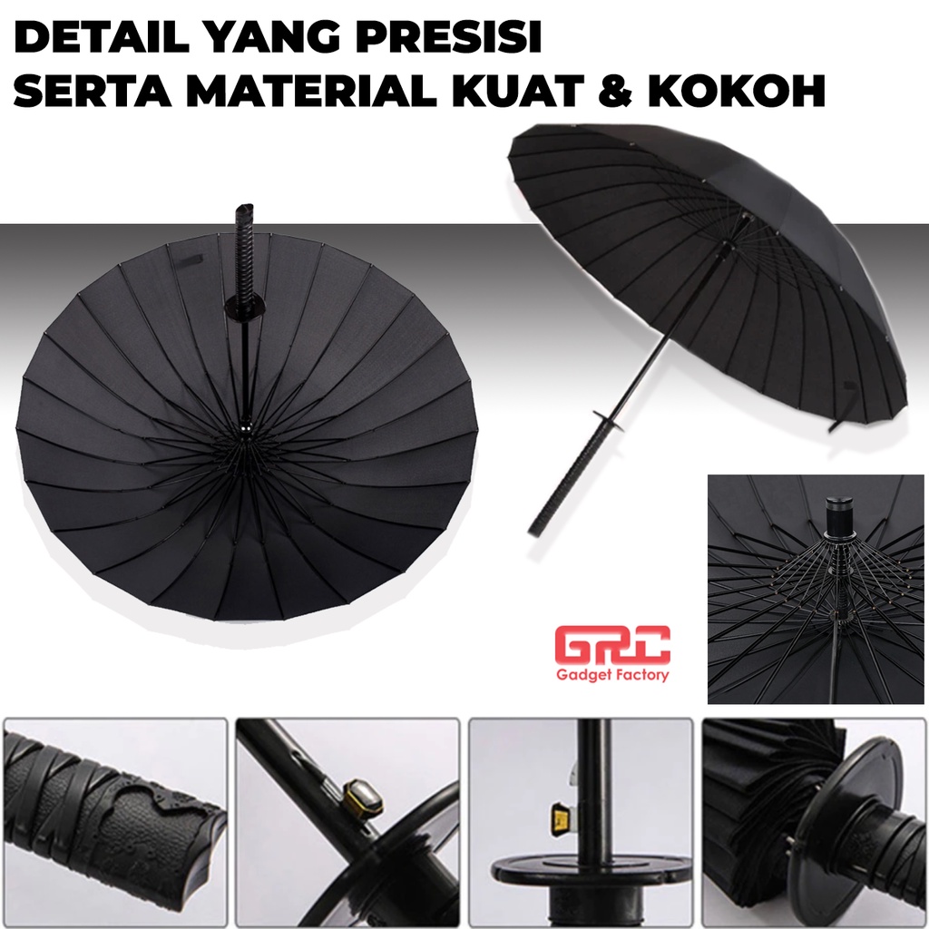 Payung Samurai Jepang Ninja Samurai Umbrella Katana Payung Besar Hitam