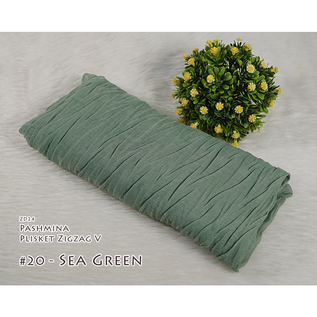 Plisket Model V / Zigzag - Pleated Shawl / Pashmina HAZEL by Luulu Scarf-#20 - Sea Green