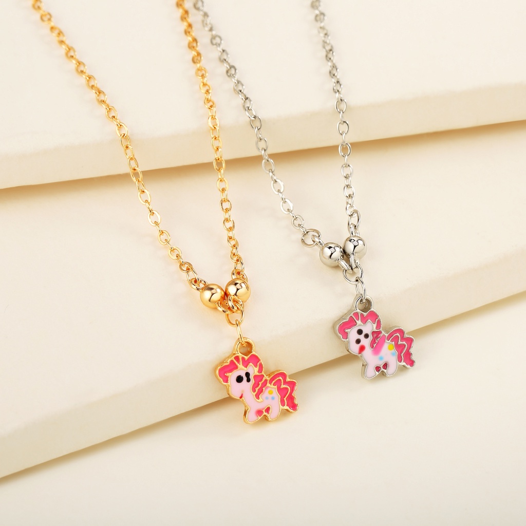 Y482 [COD✔] Kalung Anak Titanium Little Pony Anti Karat Kalung Anak Perempuan Liontin Unicorn 18k Gold Jewelry Untuk Anak