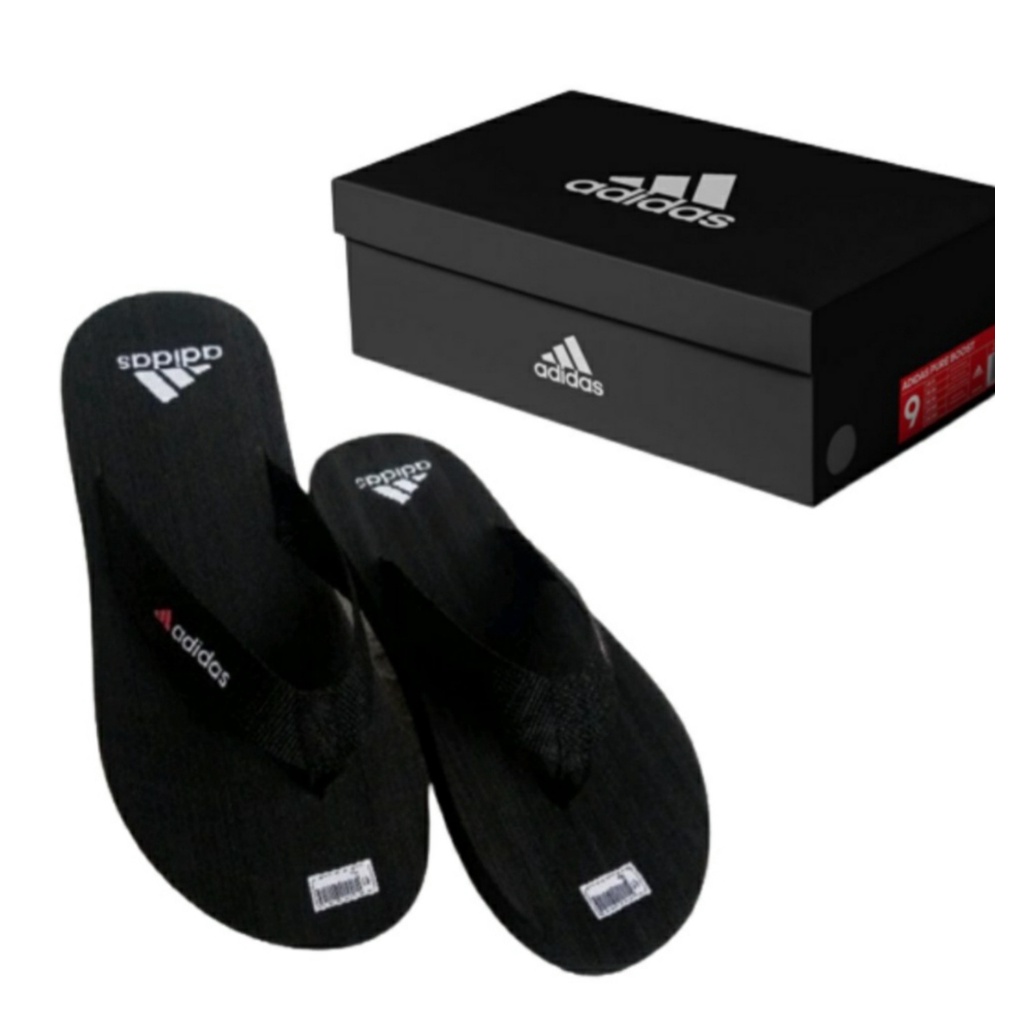 BELI 1 DAPAT 2 SANDAL /SANDAL COWOK WEBING MOTIF ADS-Hitam
