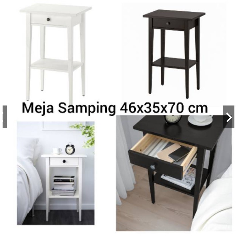 HEMNES Meja samping tempat tidur hitam cokelat / putih 46x35 cm
