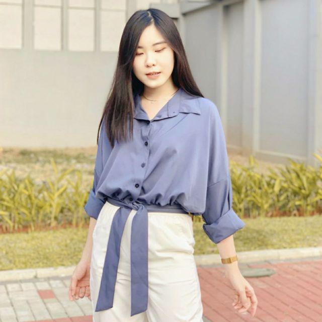 PC-[READY STOCK] Kemeja Miami Good Quality / Kemeja Wanita / Casual Style / Fashion Wanita-Grey