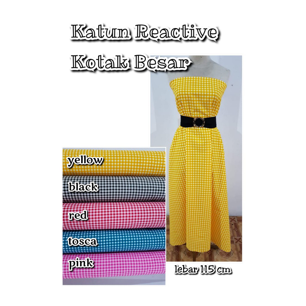 bahan kain katun halus reactive reaktif kotak kotak besar/katun kotak murah meteran