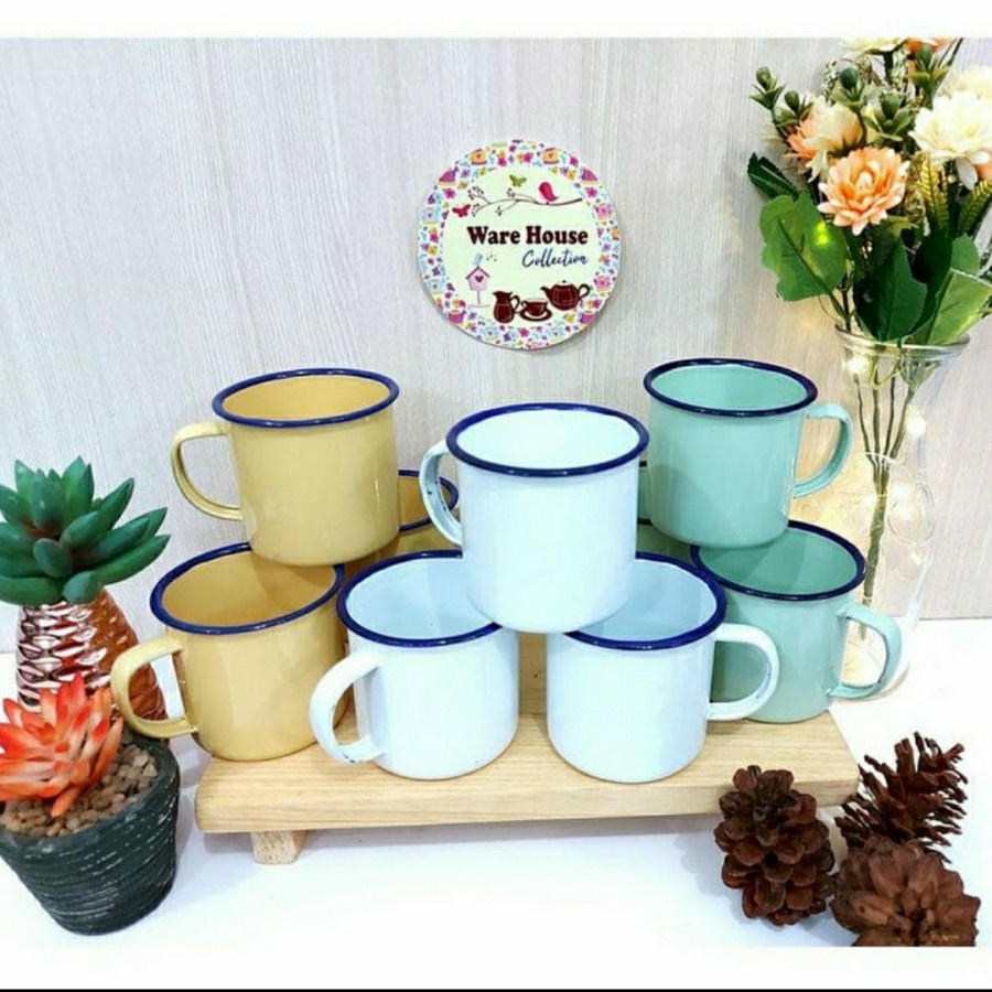 Gelas Enamel Jadul Kaleng Kafe Cuntang Air 7Cm
