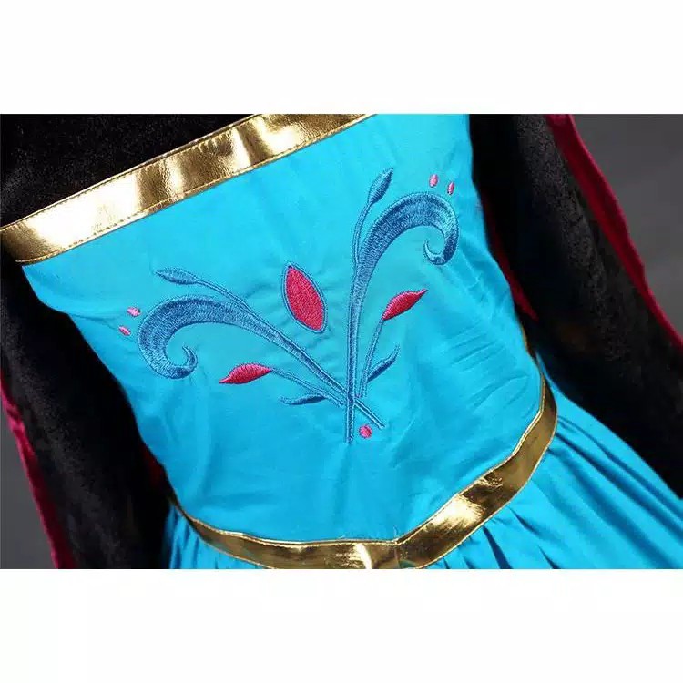 Baju Kostum Gaun Dress Anak Frozen Princess Anna Perempuan Cewek Cosplay Import Ulang Tahun