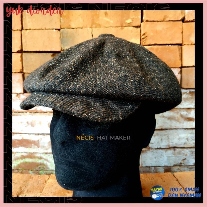 ✨BISA COD✨ Newsboy Cap / Topi Newsboy Cap Gatsby Wool Premium 039 - Coklat Motif, M