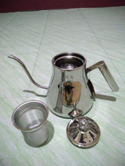 Silver Diamond Coffee Kettle Pour Over Gooseneck Teko Leher Angsa Kopi