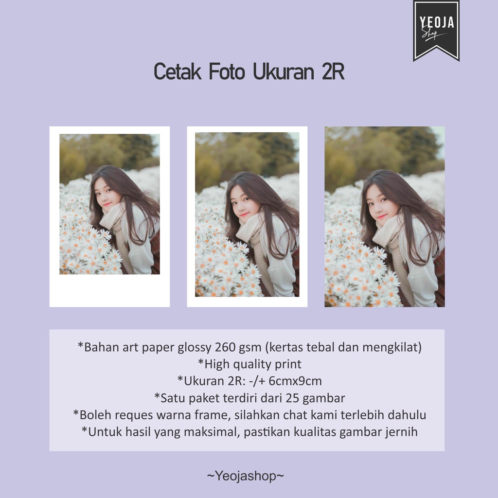 Cetak Foto Polaroid ukuran 2R | 25 pcs | Custom foto polaroid