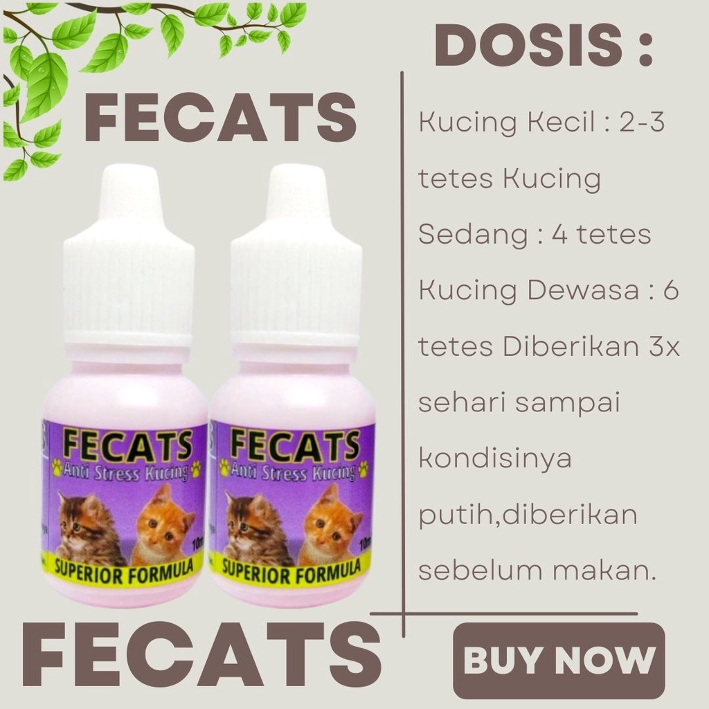 Obat Anti Stres Kucing Fecats 10ml Penghilang Stress Kucing Galak Murung FEZONE