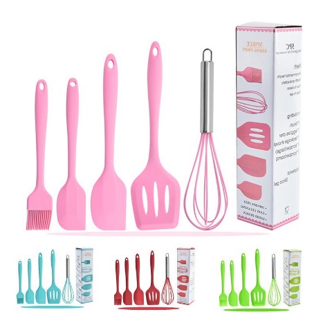 BB7 - Alat Masak Dapur Silikon 1 Set isi 5  Spatula Tahan Panas / Set Alat Masak Silicone 5 Pcs