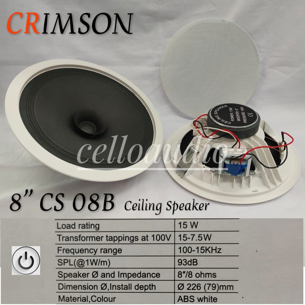 Speaker Ceiling 8 Inch Crimson CS 08 B Speaker Plafon 8" Crimson CS08B