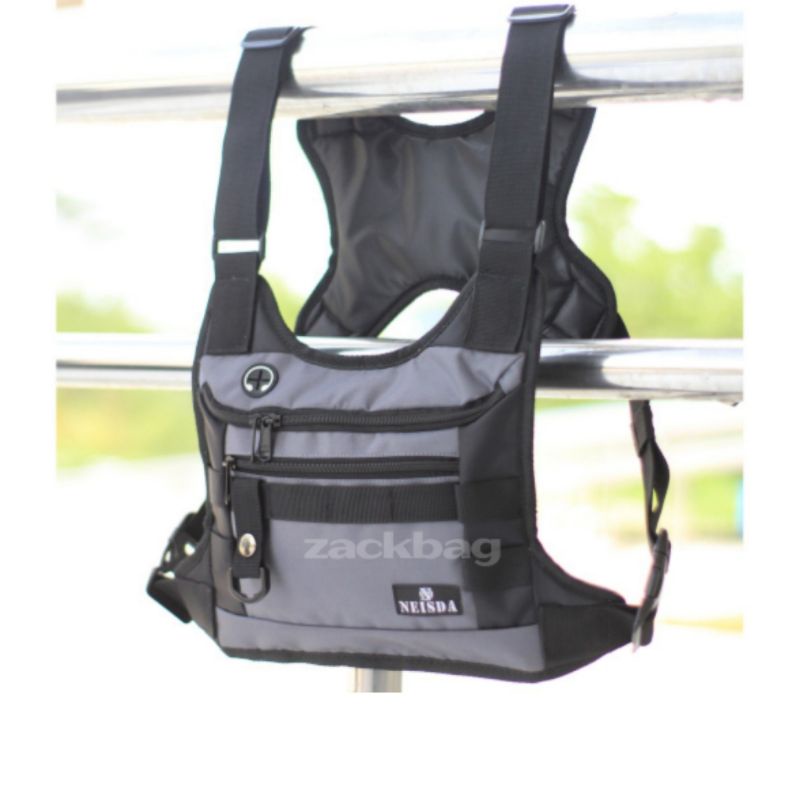 Tas dada Chest bag rig Tas dada pria Neisda Gray - Black kombinasi