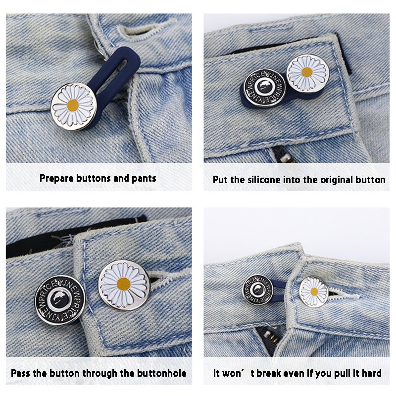 Metal Jeans Button Adjustable Removable Stapleless Untuk Wanita Tombol Logam Zinc Alloy Round Tack Buttons Aksesoris - PD