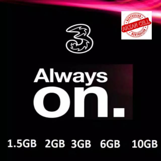 Isi Ulang Paket Tri Aon 1 5gb 2gb 3gb 6gb 10gb 16 Gb Reguler Dan Unlimited Internet Three Always On Shopee Indonesia