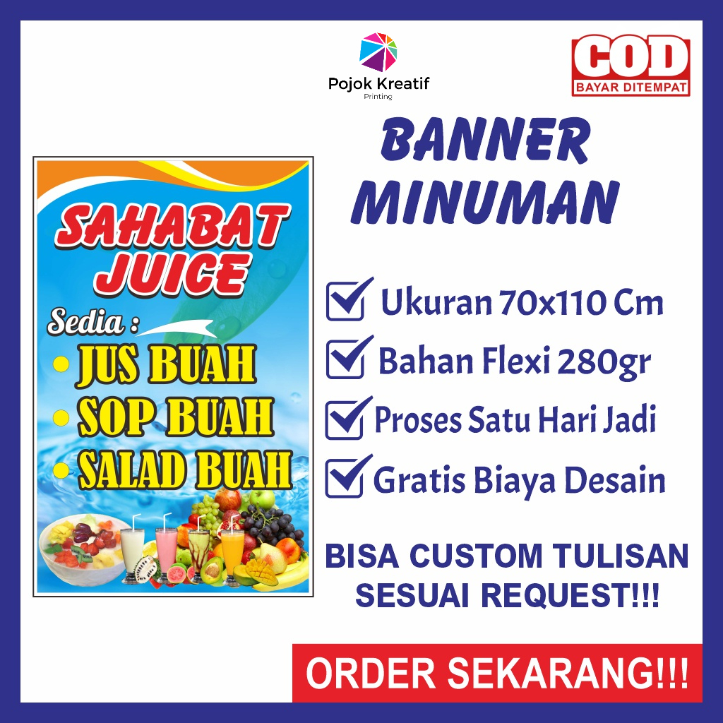 Banner Baner Bener Spanduk Sepanduk Backdrop Plang Promosi Poster Usaha Jual Jualan Minum Minuman Es